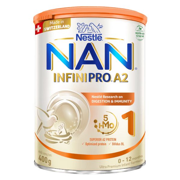 Sữa Bột Nestlé NAN INFINIPRO A2 (bước 1) 400g nhập khẩu nguyên lon từ Thụy Sỹ