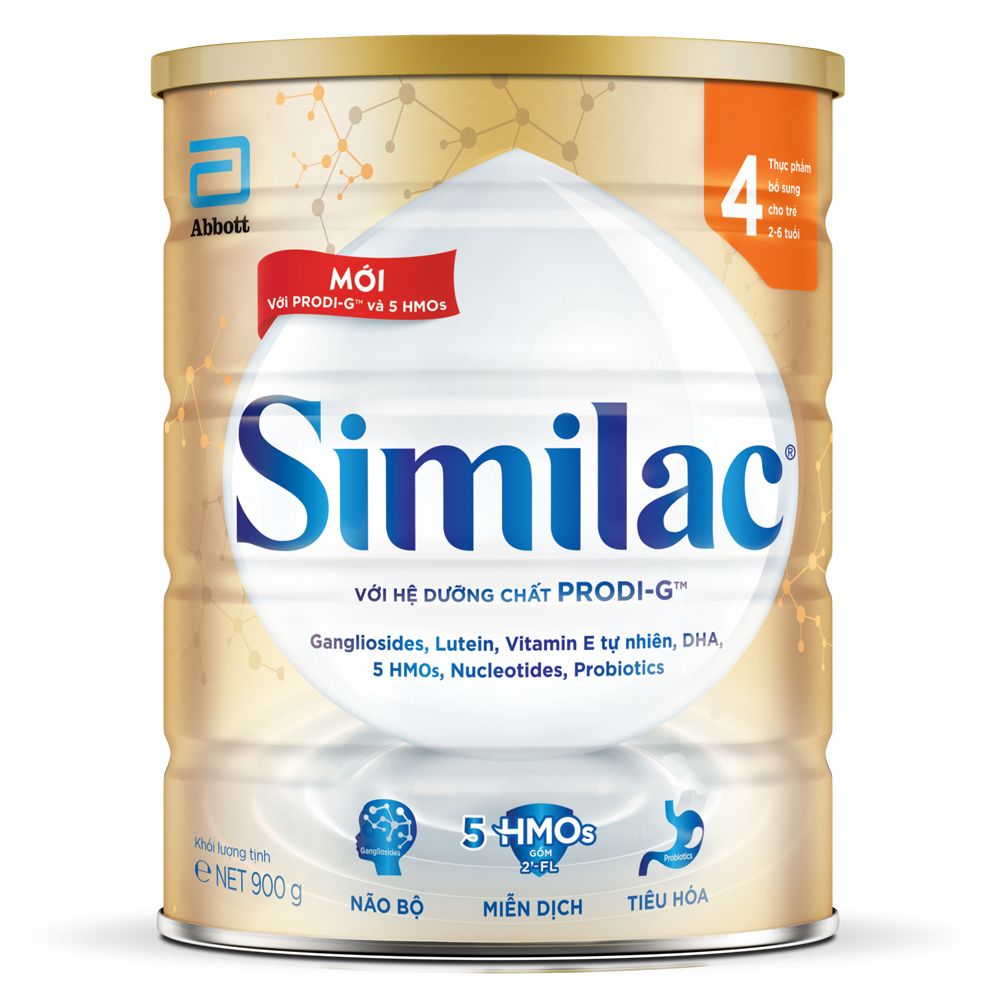 Sữa bột Similac 4 900g đột phá dinh dưỡng 5G mới cho trẻ từ 2 - 6 tuổi miễn dịch khỏe nhanh trí tựa 