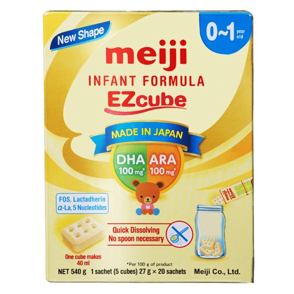 Sữa bột Meiji nhập khẩu 20 thanh Infant Formula Ezcube 540g (0-12 tháng)