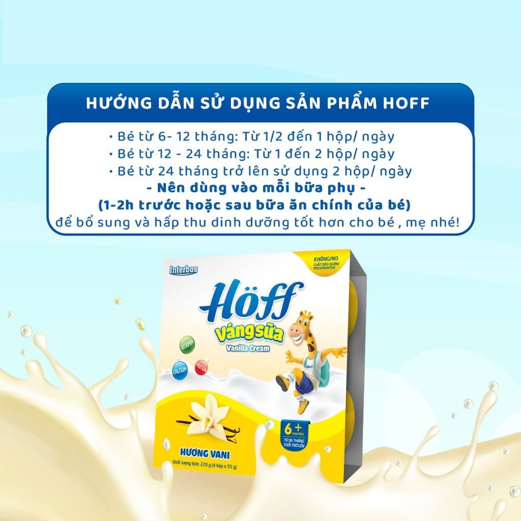 Thùng 48 hộp Váng Sữa vị VANI Hoff cho bé từ 6 tháng tuổi, giàu protein và canxi, tăng cường hệ miễn dịch