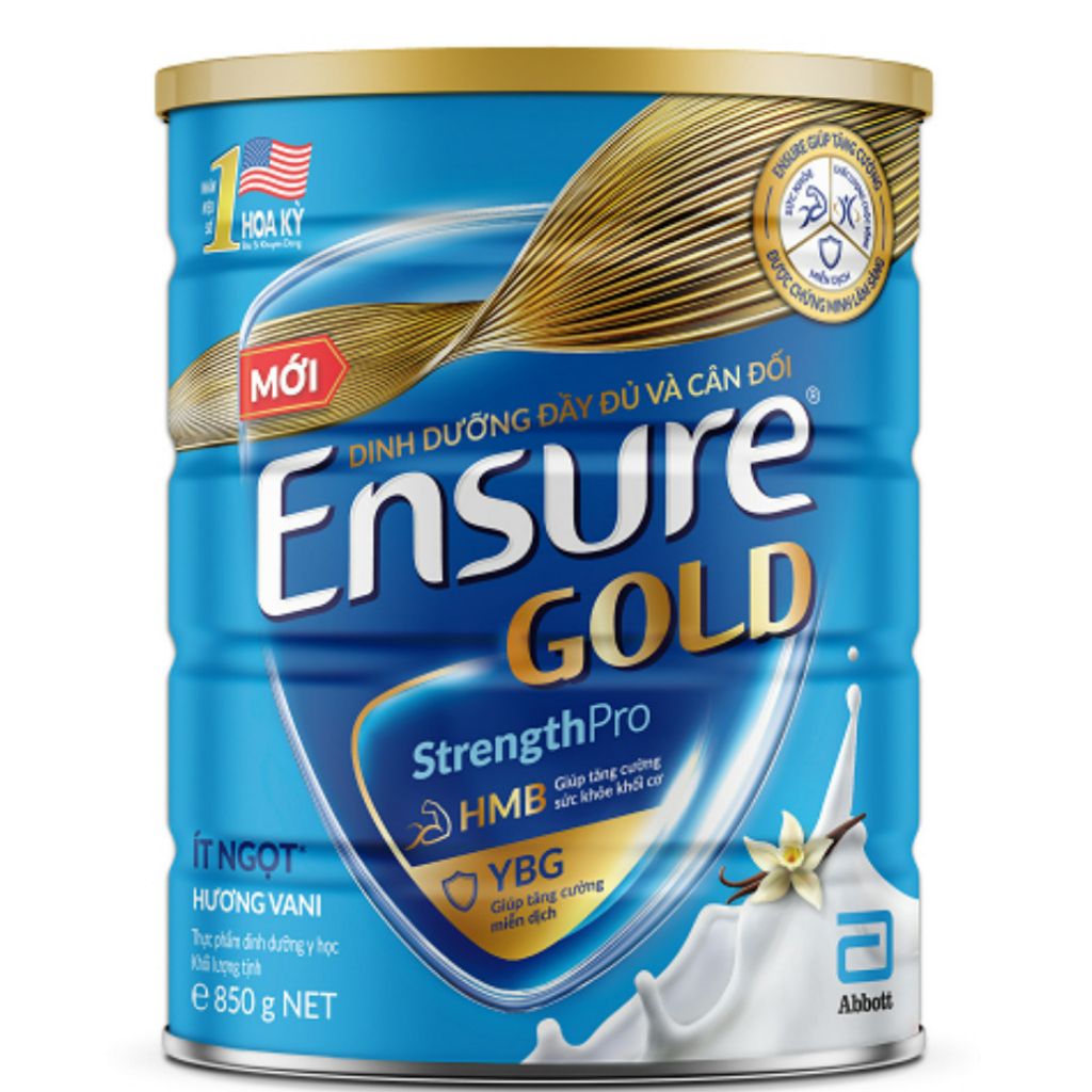 Sữa bột Ensure Gold Abbott hương vani ít ngọt (HMB) 850g