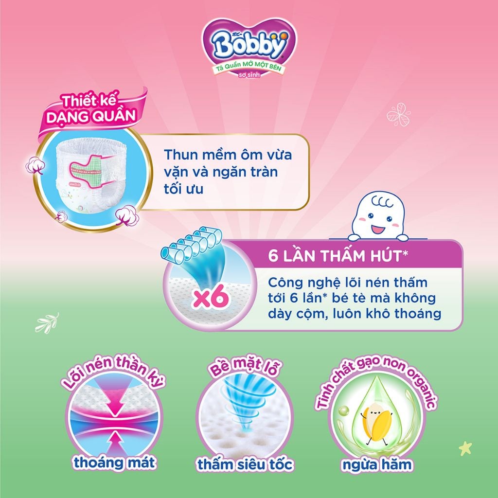 Tã/bỉm quần S80 Mở Một Bên Bobby Đầu Tiên Trên Thế Giới