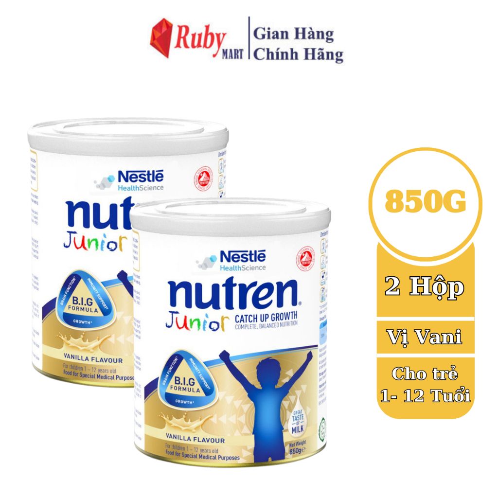  Combo 2 lon Sữa Bột Nutren Junior Nestle Thụy Sĩ 850g hỗ trợ tăng cân tốt cho hệ tiêu hóa 