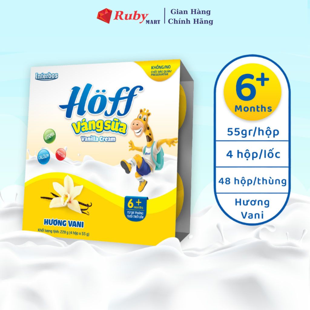  Lốc 4 hộp Váng Sữa vị VANI Hoff cho bé từ 6 tháng tuổi, giàu protein và canxi, tăng cường hệ miễn dịch 