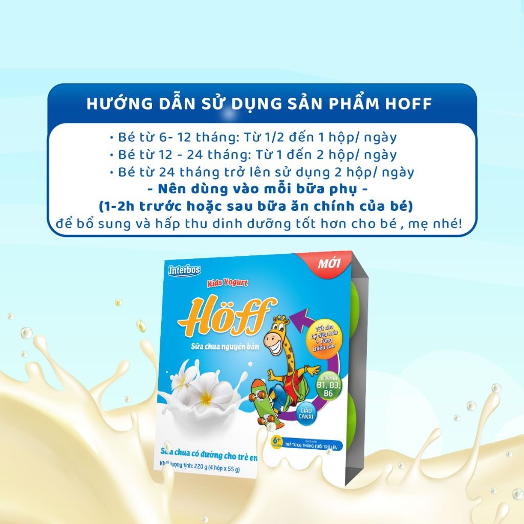 Lốc 4 hộp Sữa chua trẻ em vị NGUYÊN BẢN cho bé từ 6 tháng tuổi, bổ sung men lợi khuẩn, tốt cho tiêu hóa