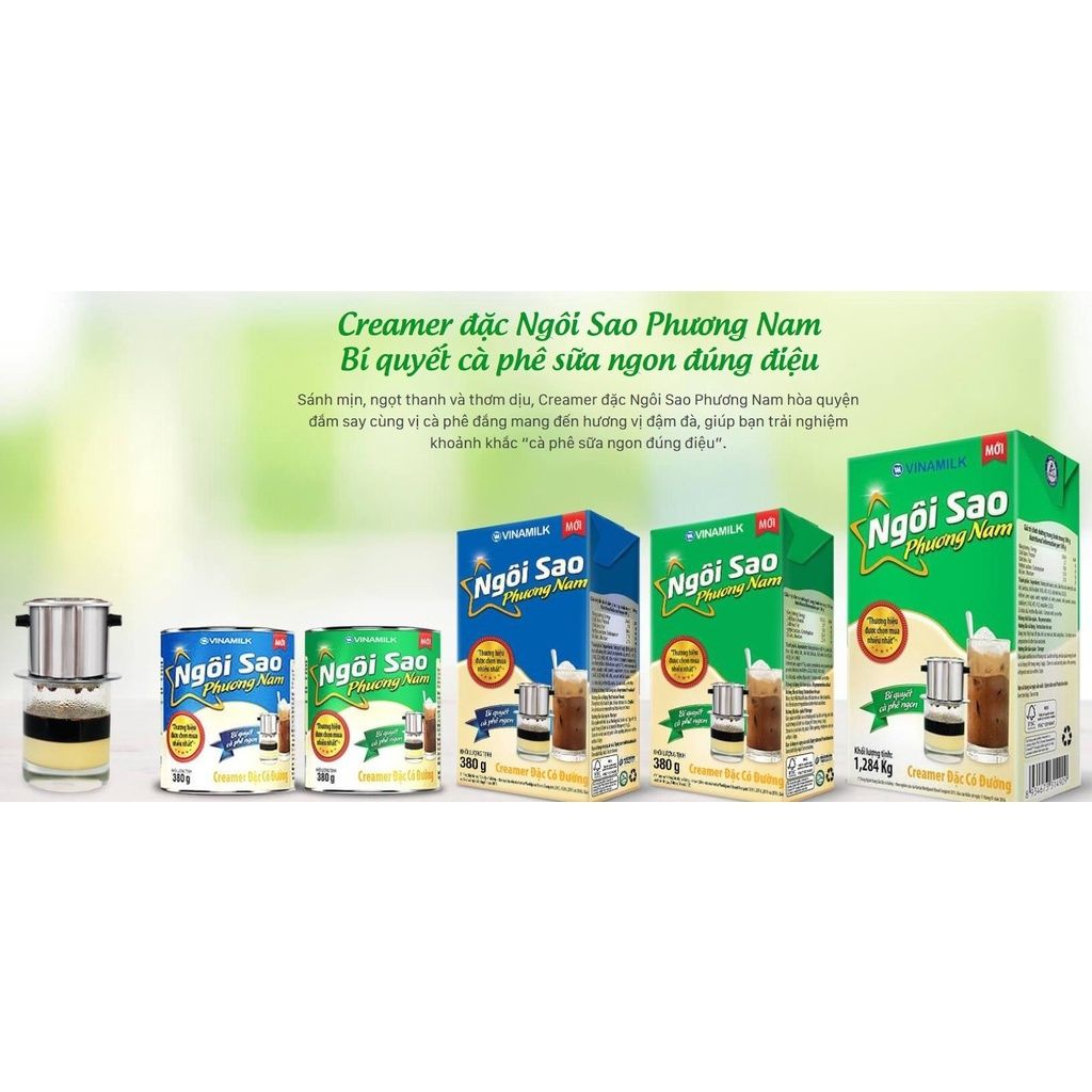 Thùng 24 hộp Creamer sữa đặc Ngôi Sao Phương Nam xanh lá Hộp giấy 380g