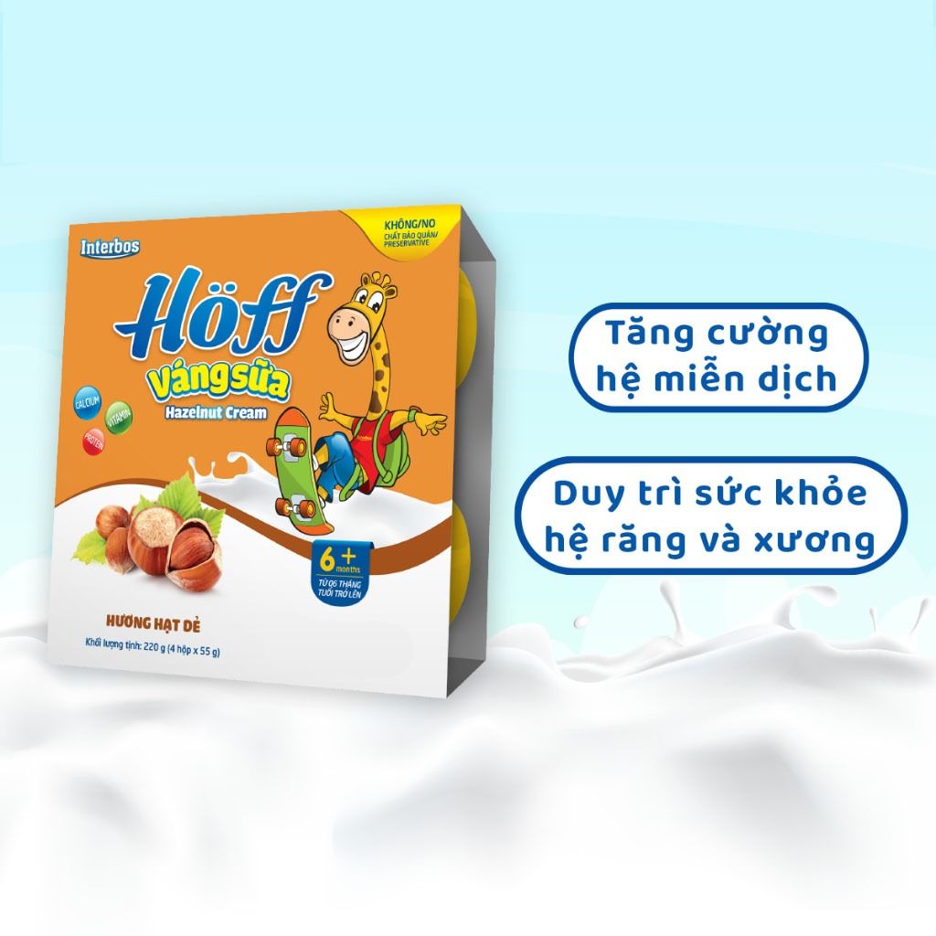 Thùng 48 hộp Váng Sữa vị HẠT DẺ Hoff cho bé từ 6 tháng tuổi, giàu protein và canxi, tăng cường hệ miễn dịch