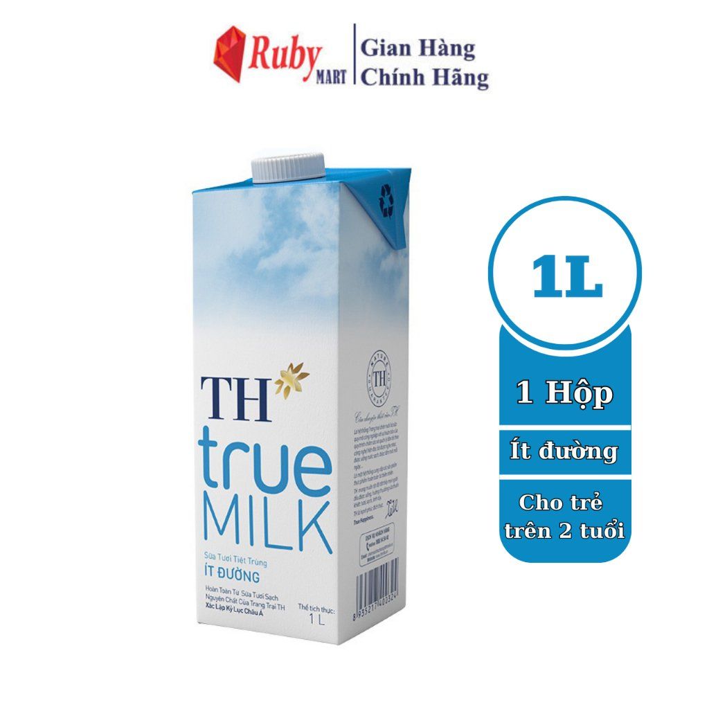 Hộp sữa tươi tiệt trùng ít đường TH True Milk 1L Dễ Uống 
