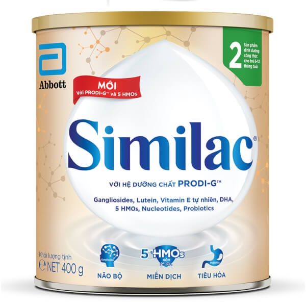 Sữa bột Similac 2 400g đột phá dinh dưỡng 5G cho trẻ từ 6-12 tháng tuổi miễn dịch khỏe nhanh trí tựa 