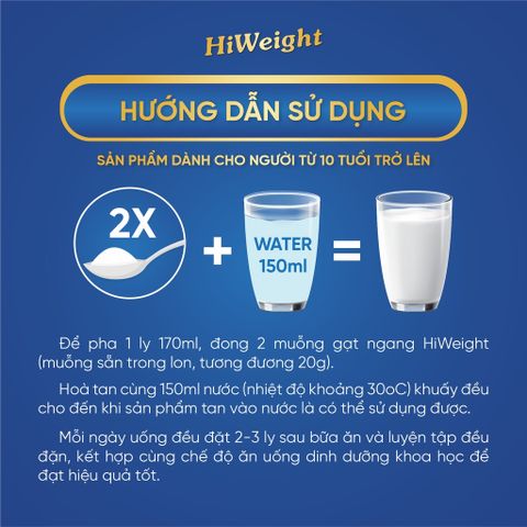  Sữa non tăng cân Hiweight 650g sữa bột dành cho người gầy và trẻ trên 10 tuổi 