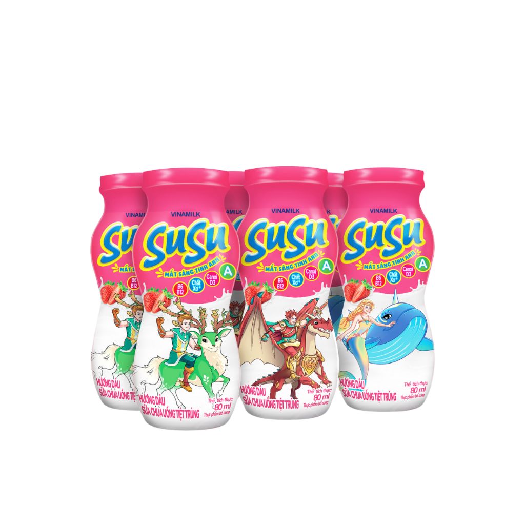 Lốc 6 Chai x 80ml Sữa Chua Uống Vinamilk Susu Hương Dâu