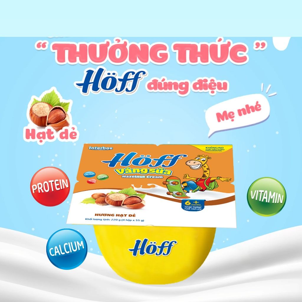 Thùng 48 hộp Váng Sữa vị HẠT DẺ Hoff cho bé từ 6 tháng tuổi, giàu protein và canxi, tăng cường hệ miễn dịch