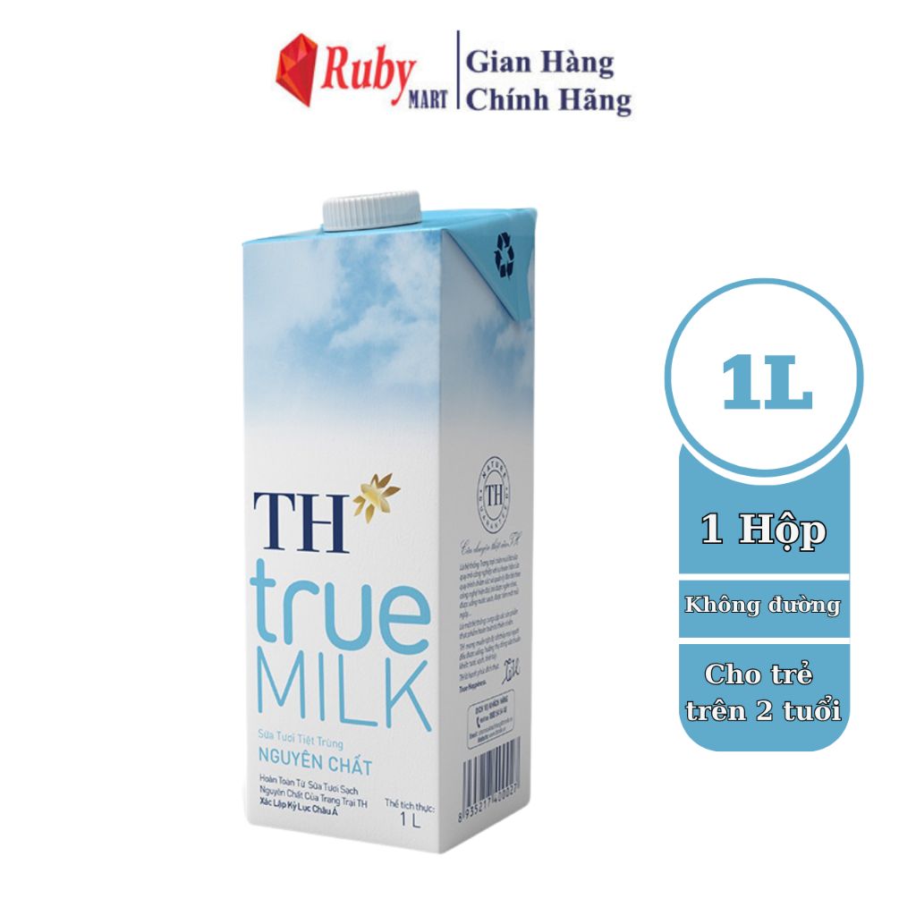 Hộp sữa tươi tiệt trùng nguyên chất TH True Milk 1L