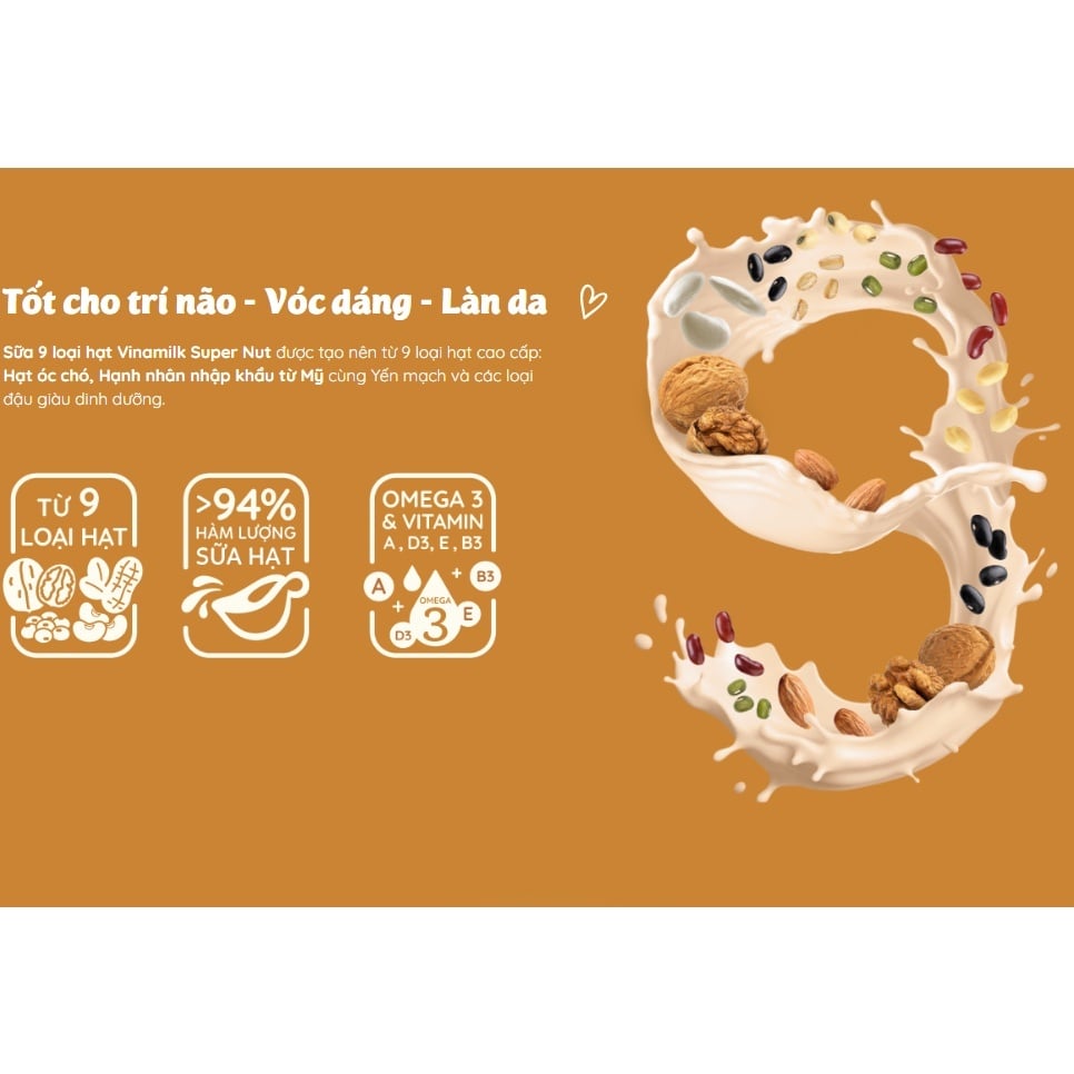 Thùng 24 hộp sữa 9 loại hạt Vinamilk Super Nut 180ml – Ruby Mart