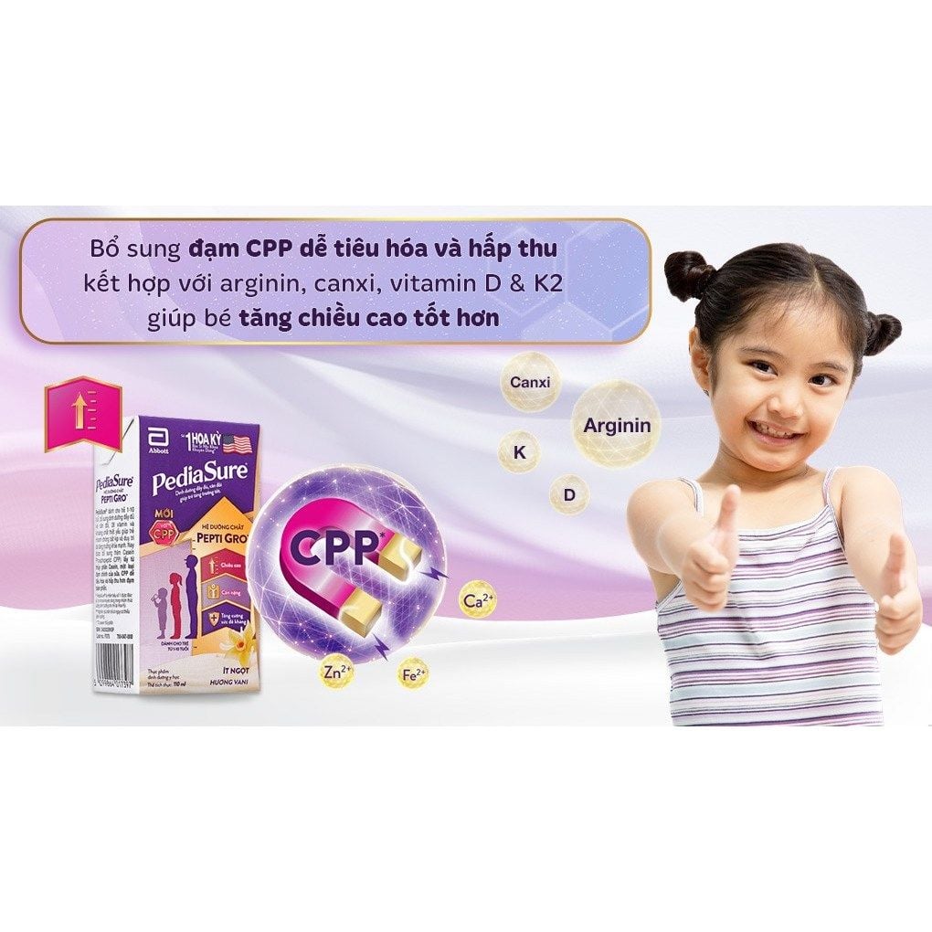 Thùng 48 Hộp Sữa nước Pediasure Vani 110ml ít ngọt ( Bao bì sản phẩm thay đổi theo đợt )