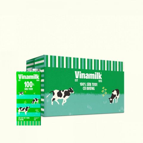 Thùng 12 Hộp Sữa tươi tiệt trùng Vinamilk 100% Có đường Hộp giấy 1L
