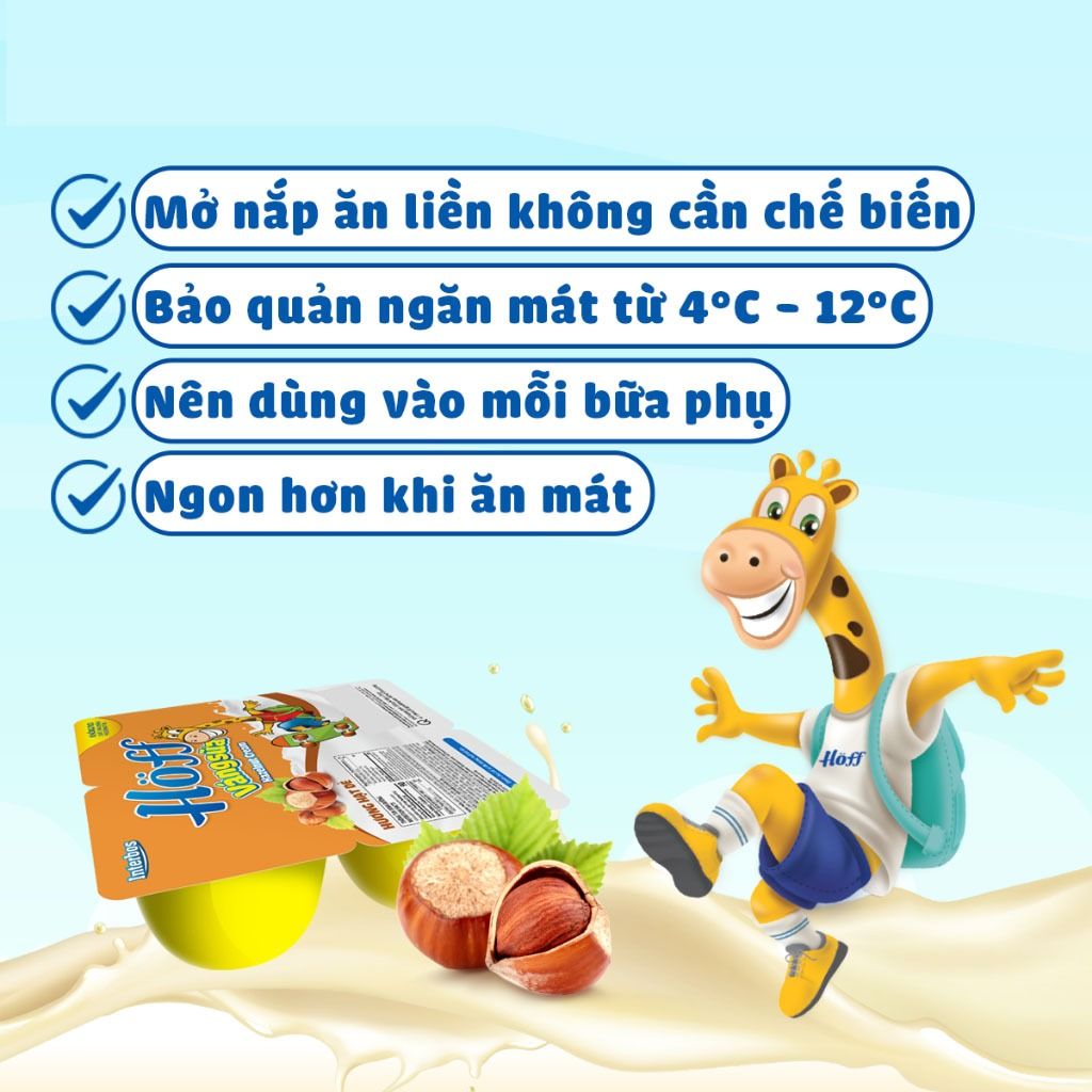 Lốc 4 hộp Váng Sữa vị HẠT DẺ Hoff cho bé từ 6 tháng tuổi, giàu protein và canxi, tăng cường hệ miễn dịch