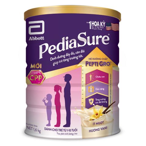 Sữa Pediasure 1.6kg vani ít ngọt giúp bé tăng trưởng về chiều cao, cân nặng và sức đề kháng