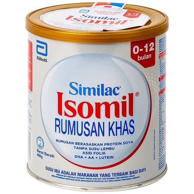 Sữa bột Similac  Isomil Khas Dinh dưỡng cho trẻ dị ứng, hệ tiêu hóa kém - 400g cho bé tử 0 - 12 tháng