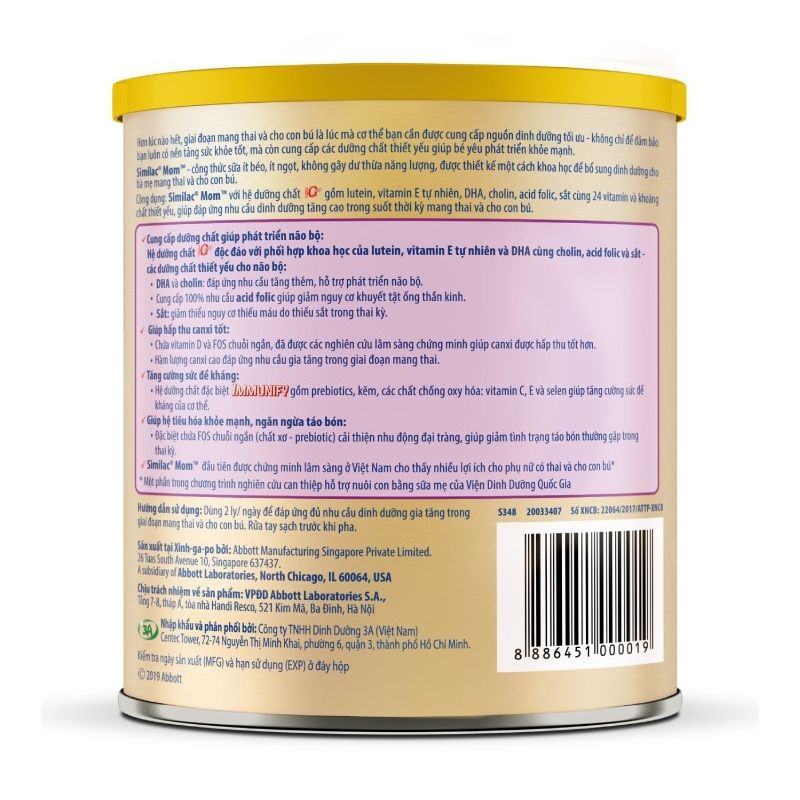Sữa bột Similac Mom IQ 400G hương vani bổ sung dinh dưỡng cho bà mẹ mang thai và cho con bú