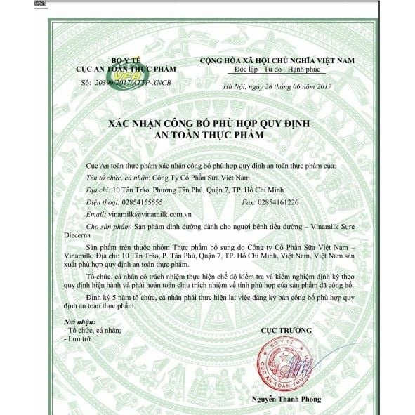 Sữa bột Vinamilk Sure Diacerna 900g Dinh Dưỡng Cho Người Bệnh Tiểu Đường