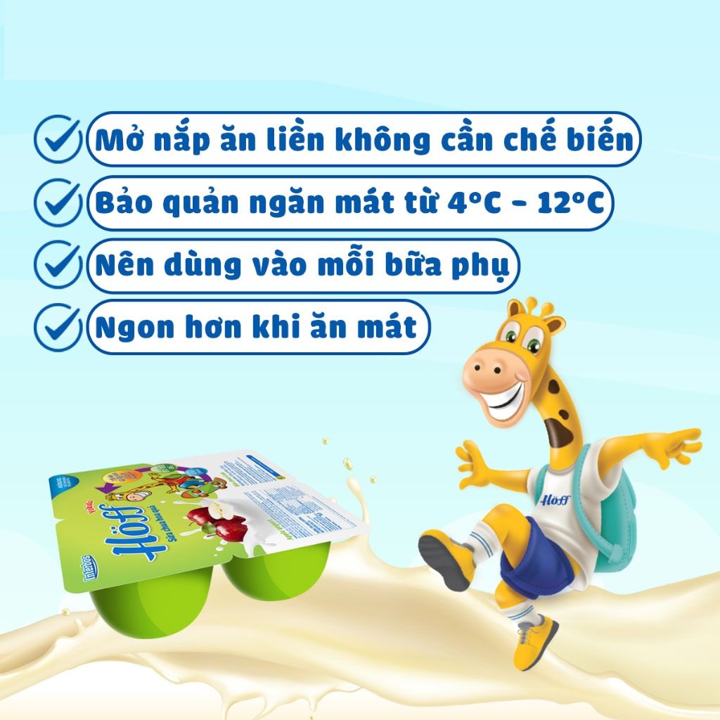 Thùng 48 hộp Sữa chua hoa quả Hoff vị TÁO cho bé từ 6 tháng tuổi, bổ sung men lợi khuẩn, tốt cho tiêu hóa