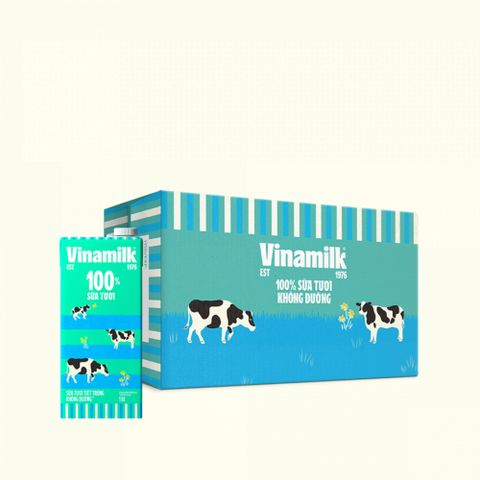 Thùng 12 Hộp Sữa tươi tiệt trùng Vinamilk 100% Không đường Hộp giấy 1L