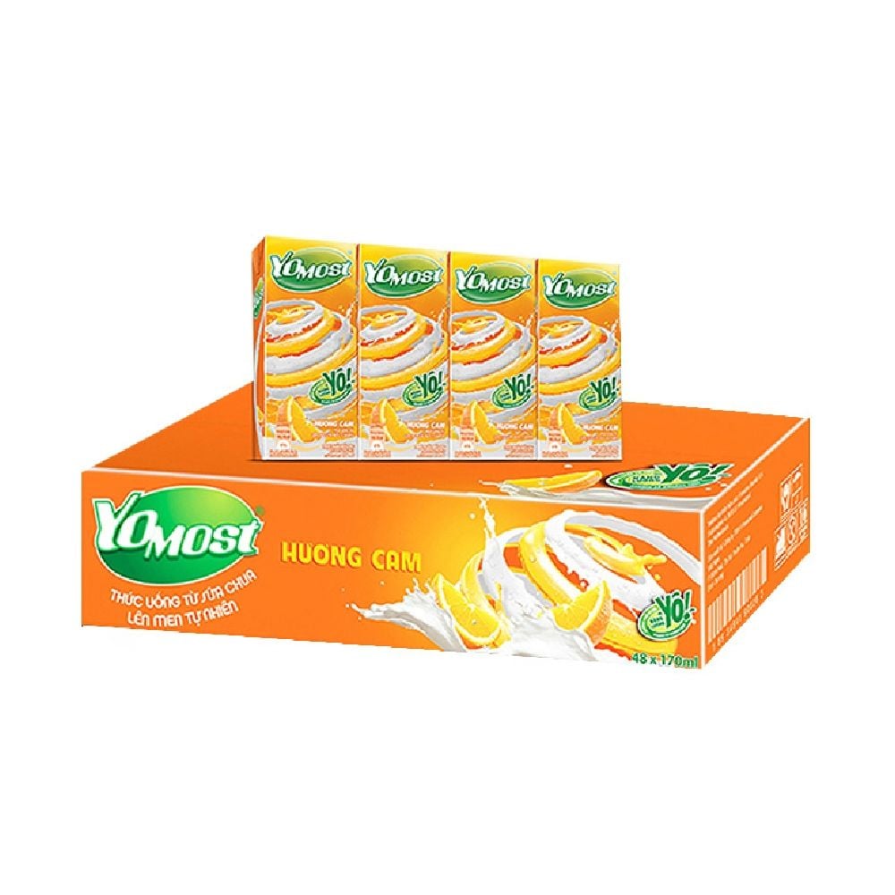 Thùng 48 Hộp Sữa Chua Lên Men Tự Nhiên Yomost Vị Cam (170ml/Hộp)