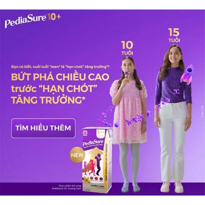 Combo 2 lon Sữa Pediasure 10+ Vani 800g dành cho trẻ từ 10 tuổi trở lên