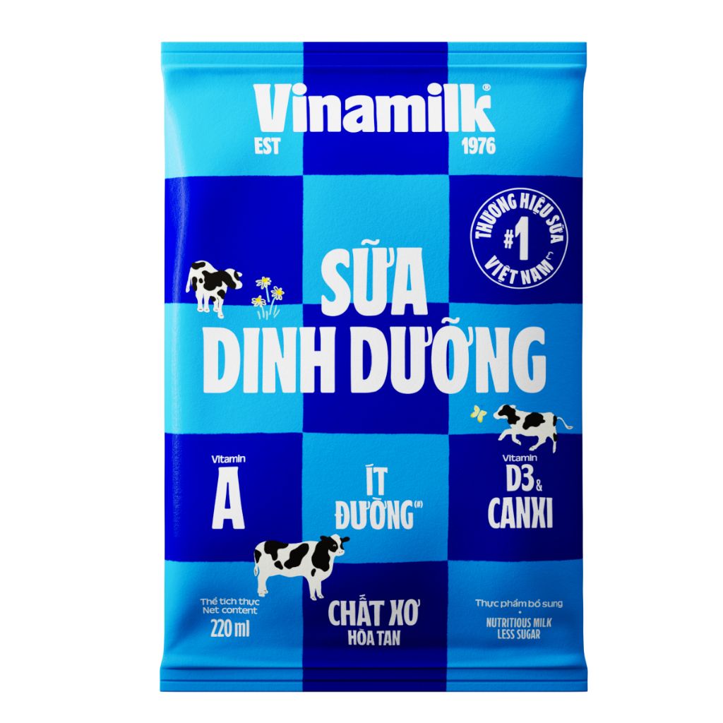 Thùng 48 Bịch Sữa Dinh Dưỡng Vinamilk ít đường 220ml