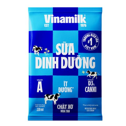  Thùng 48 Bịch Sữa Dinh Dưỡng Vinamilk ít đường 220ml 