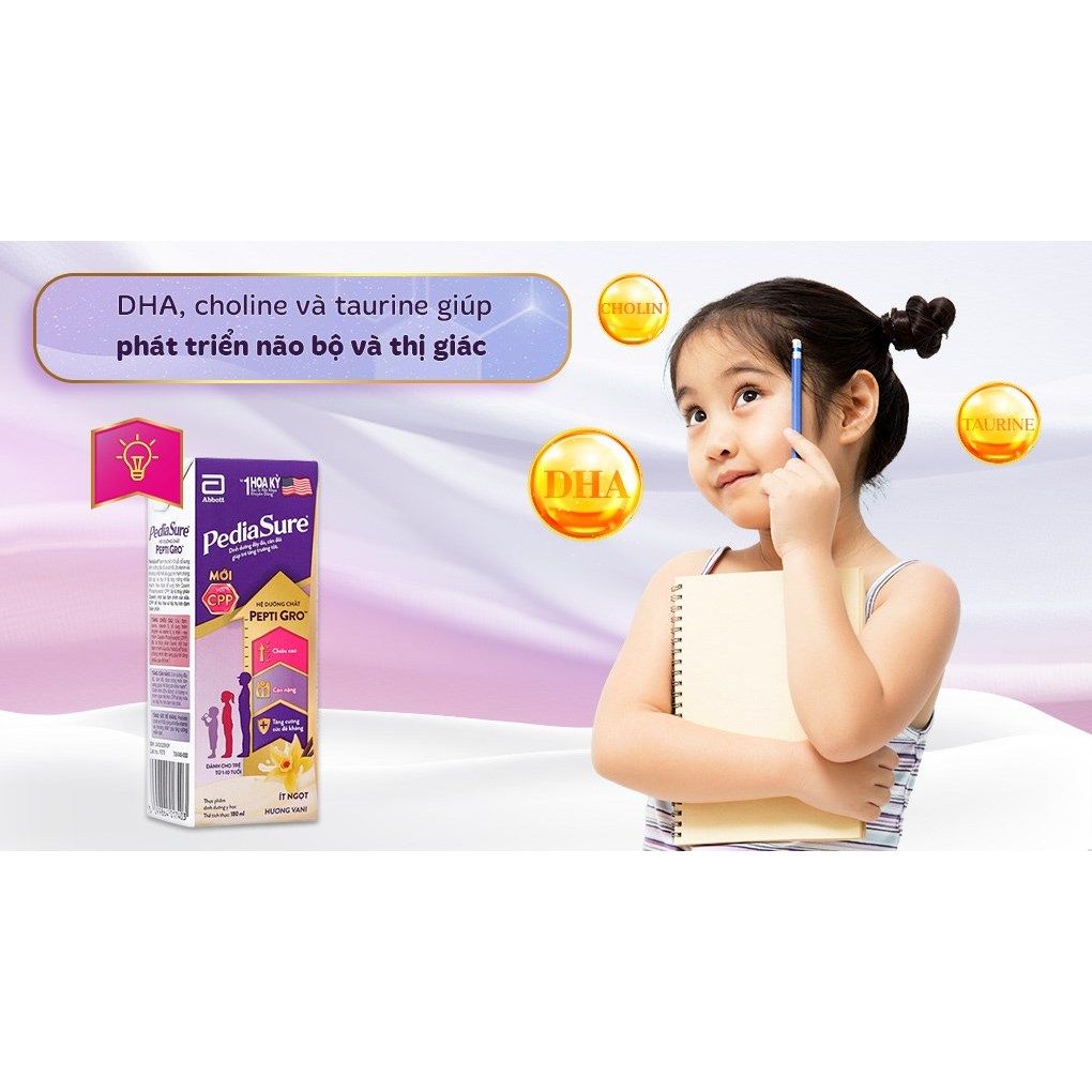 Lốc 4 hộp sữa nước 180ml Pediasure hương vani ít ngọt