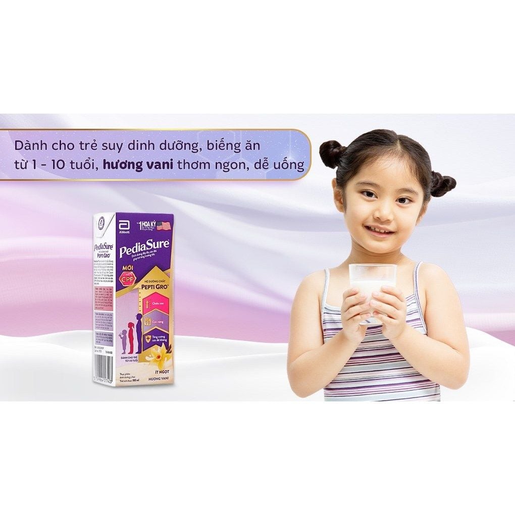 Lốc 4 hộp sữa nước 180ml Pediasure hương vani ít ngọt