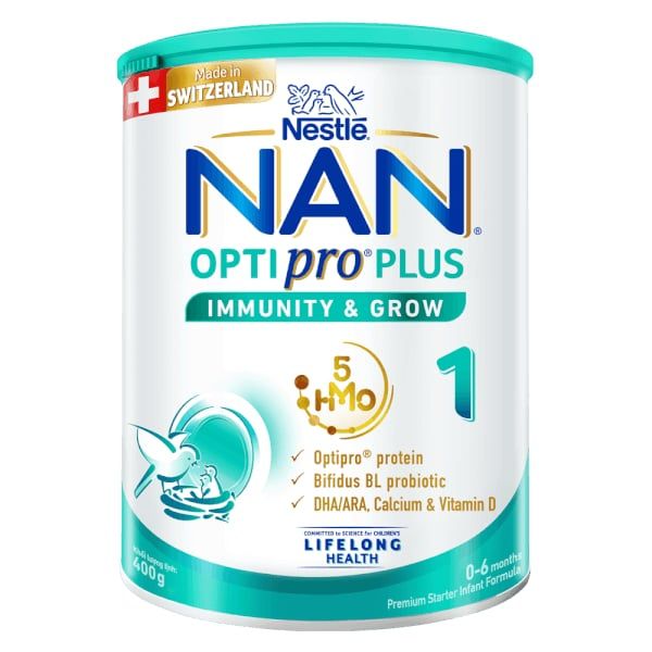 Sữa Bột Nestlé NAN OPTIPRO PLUS 1 400G/lon với 5HMO Sản Xuất tại Thụy Sĩ cho trẻ từ 0-6 tháng tuổi