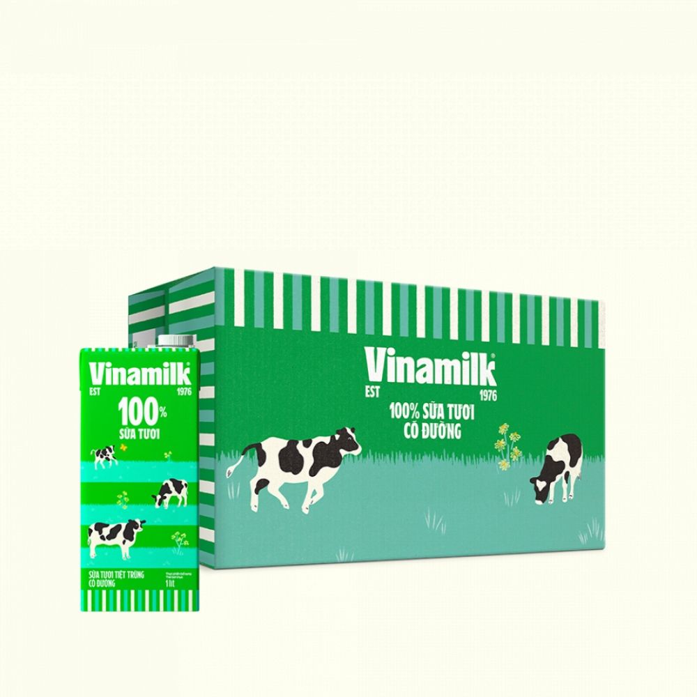 Sữa tươi tiệt trùng Vinamilk 100% có đường - Hộp 1L