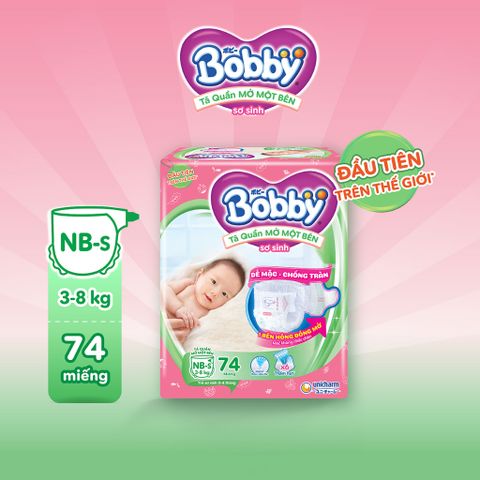 Tã/bỉm quần NBS 74 miếng Mở Một Bên Bobby Đầu Tiên Trên Thế Giới