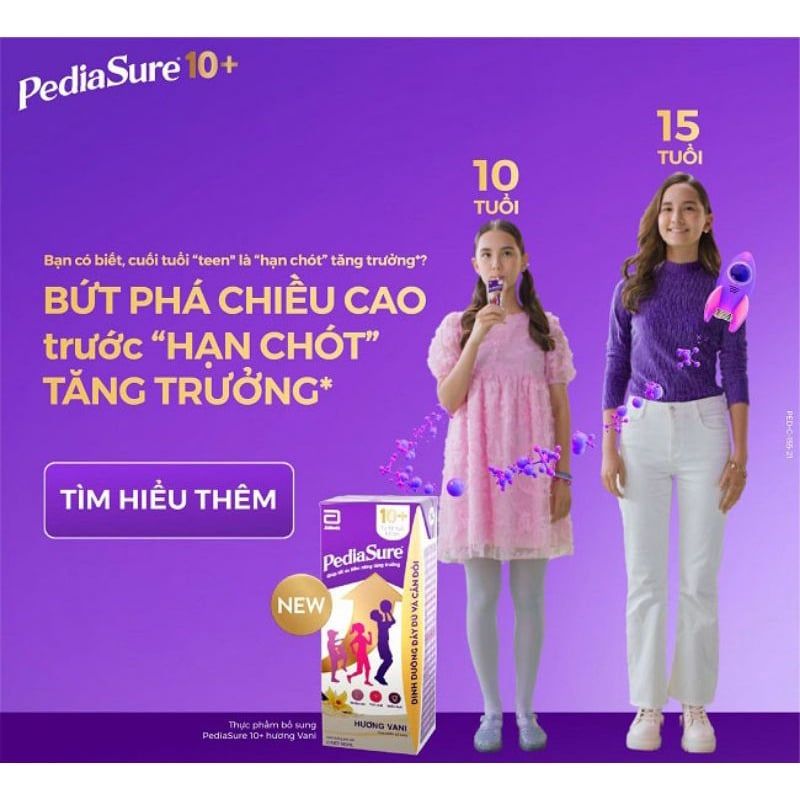  Sữa bột Pediasure 10+ Hương Vani 850g dành cho trẻ từ 10 tuổi trở lên 
