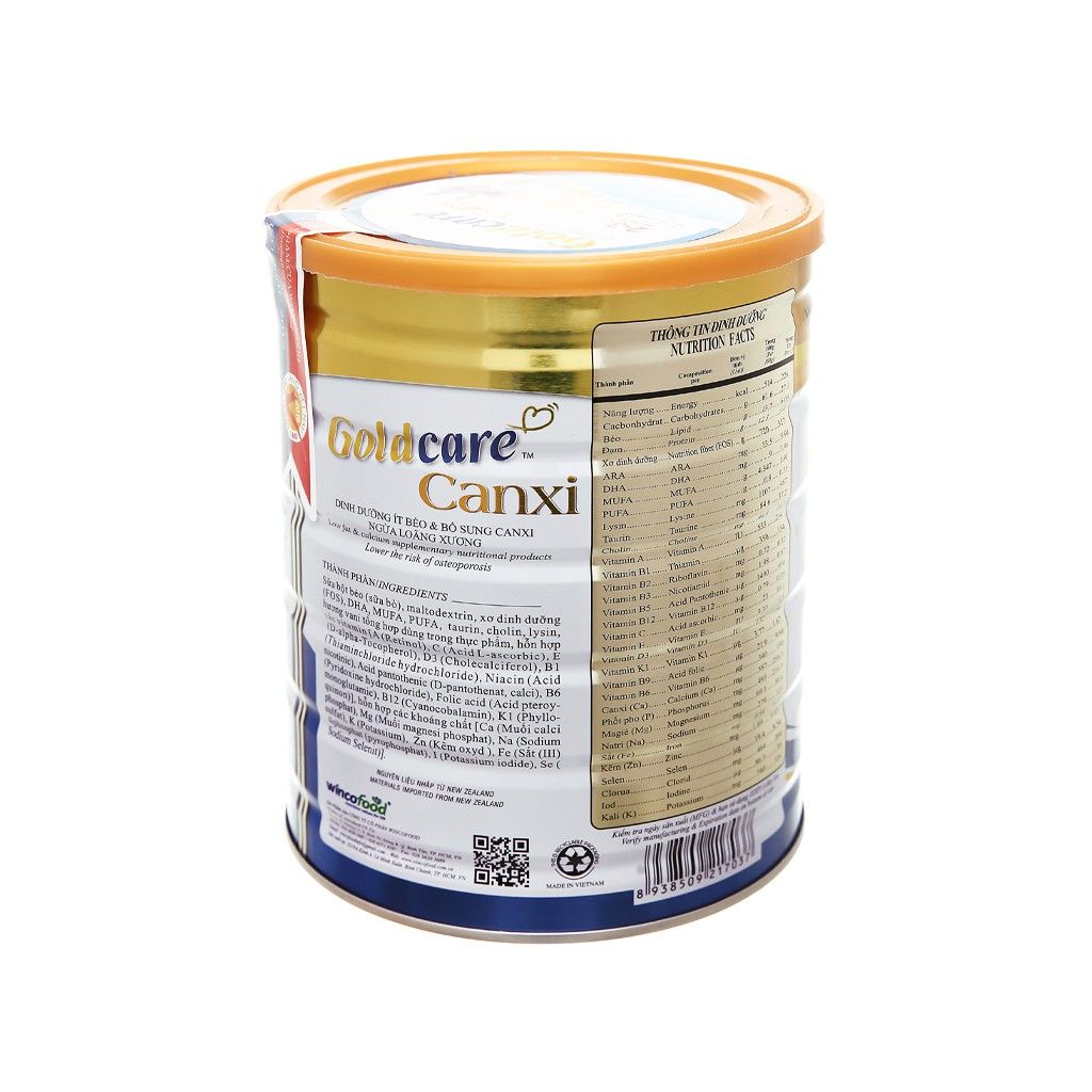  Sữa bột Wincofood Goldcare Canxi lon 850g: 