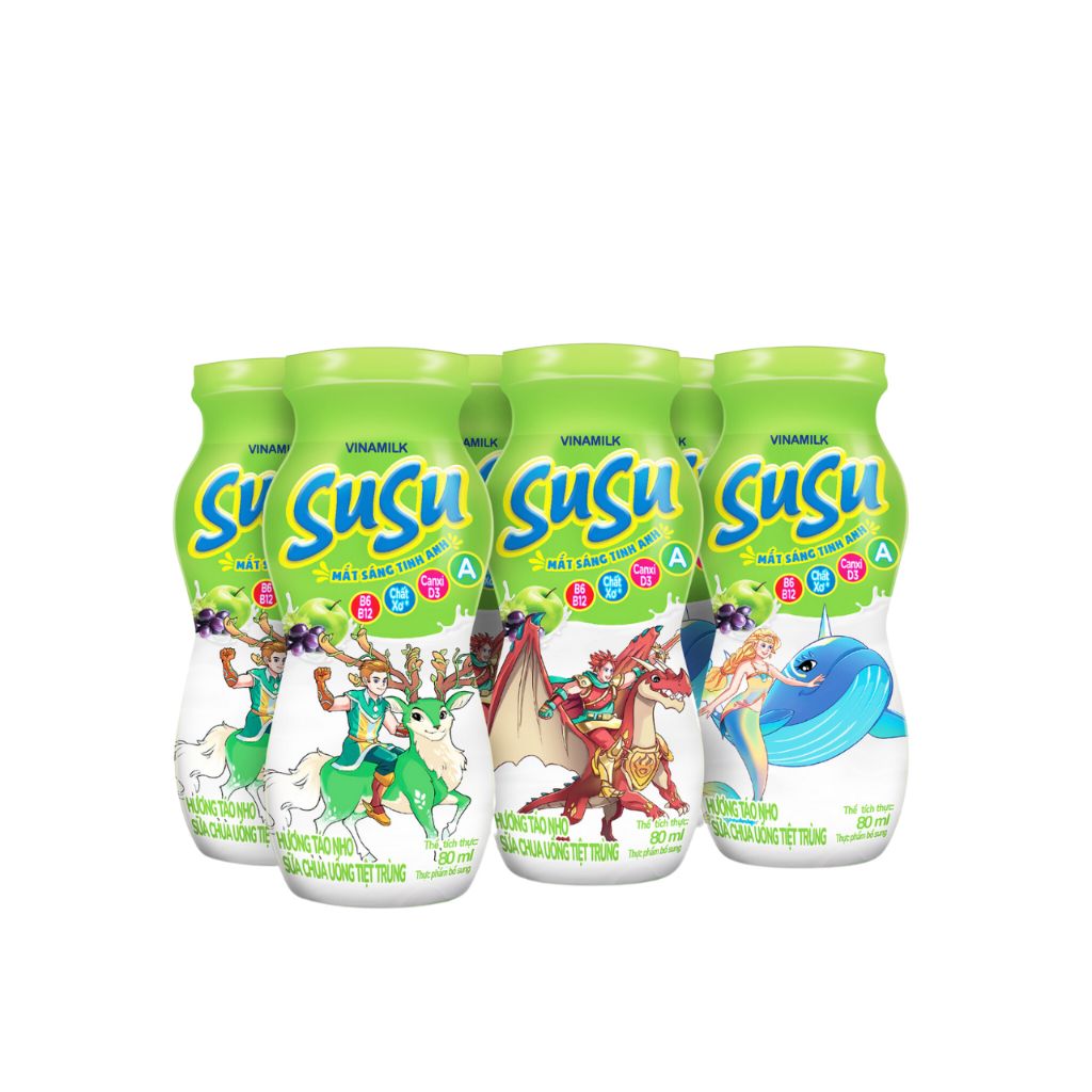 Lốc 6 Chai x 80ml Sữa Chua Uống Vinamilk Susu Hương Táo Nho