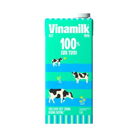 Sữa tươi tiệt trùng Vinamilk 100% không đường - Hộp 1L