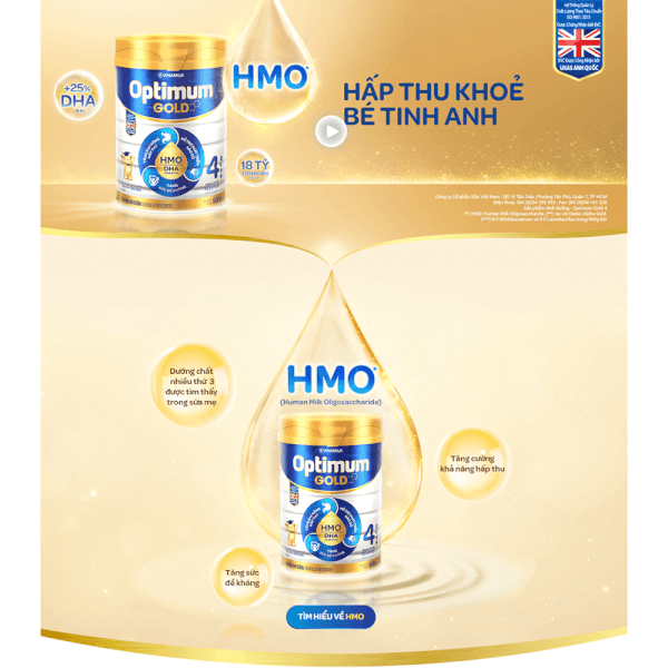 Sữa Vinamilk Optimum Gold 4, 850g, 2-6 tuổi