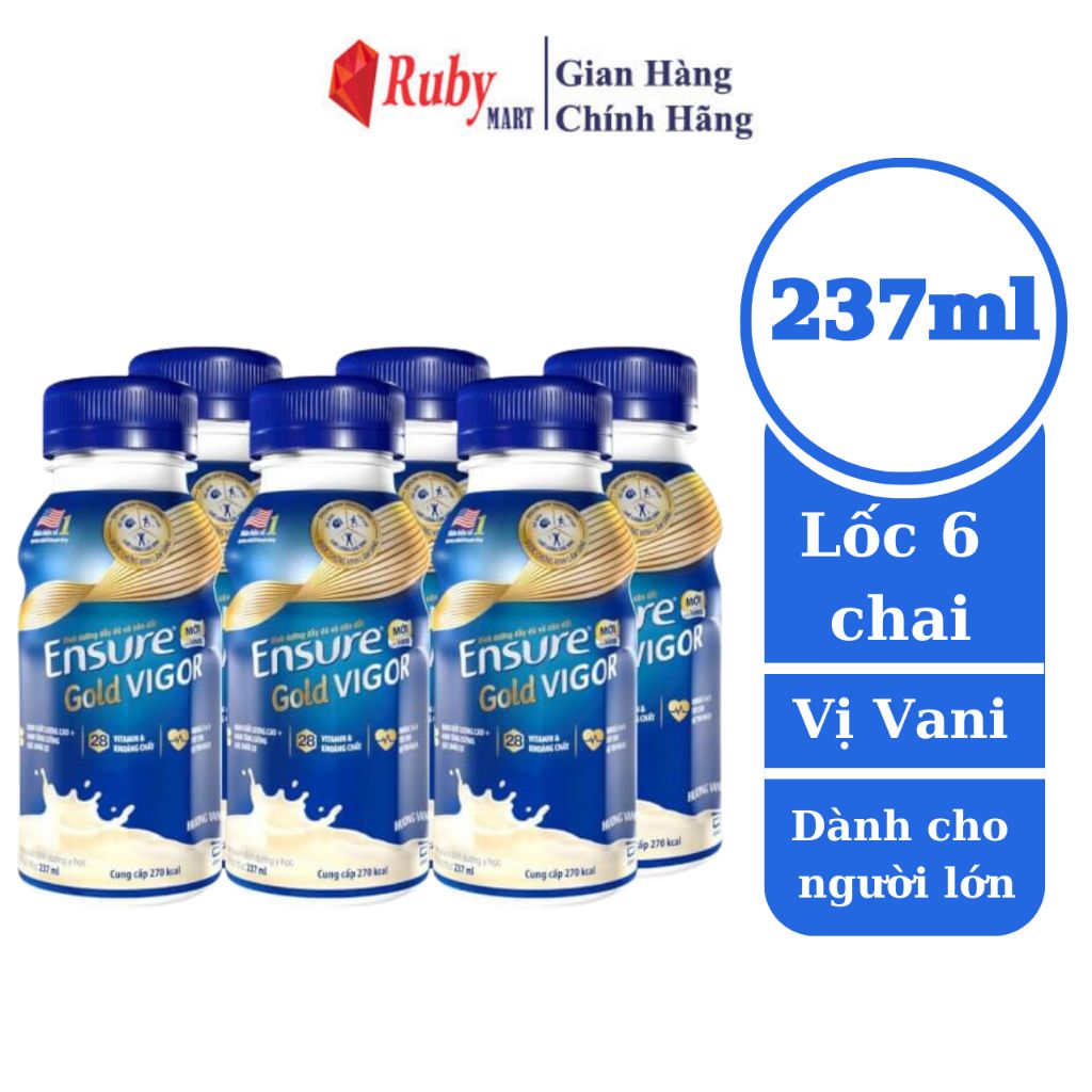 Lốc 6 chai Ensure Vigor HMB 237ml/chai phiên bản mới