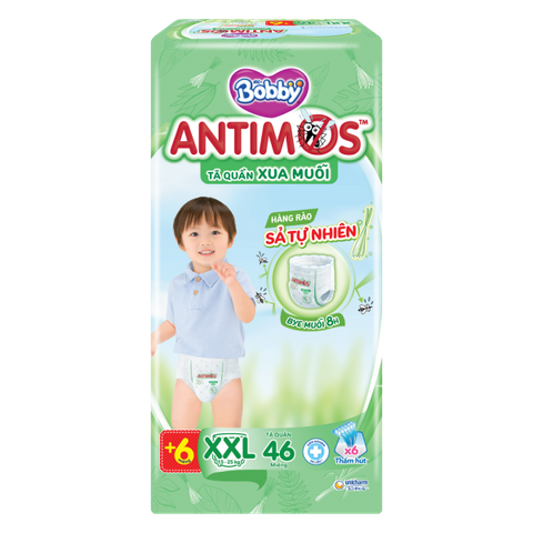 Tã Quần Bobby Antimos Xua Muỗi XXL46 Cho Bé Từ 15-25kg 46 Miếng
