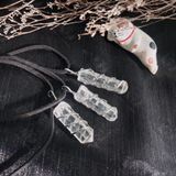  Dây chuyền đá thạch anh Trắng quấn bạc S925, đá phong thuỷ Clear Quartz, vòng đá bảo vệ, vòng đá năng lượng 