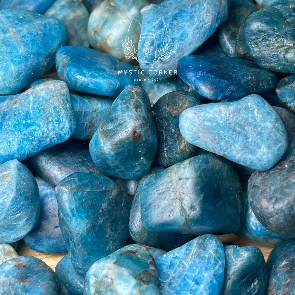  Tumbled Blue Apatite tự nhiên, đá thanh tẩy dùng trong Tarot, thiền định, Reiki, Phong thủy 