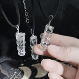  Dây chuyền đá thạch anh Trắng quấn bạc S925, đá phong thuỷ Clear Quartz, vòng đá bảo vệ, vòng đá năng lượng 