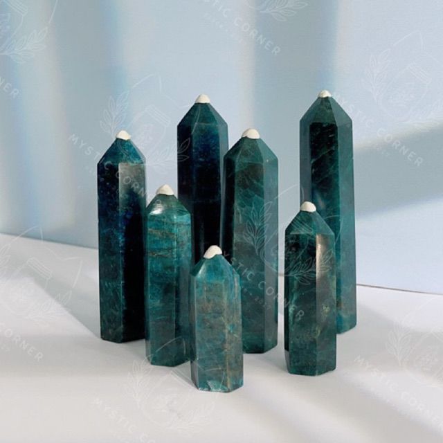  Trụ đá Blue Apatite hỗ trợ luân xa 5, trụ đá thanh tẩy, đá phong thuỷ, đá năng lượng 