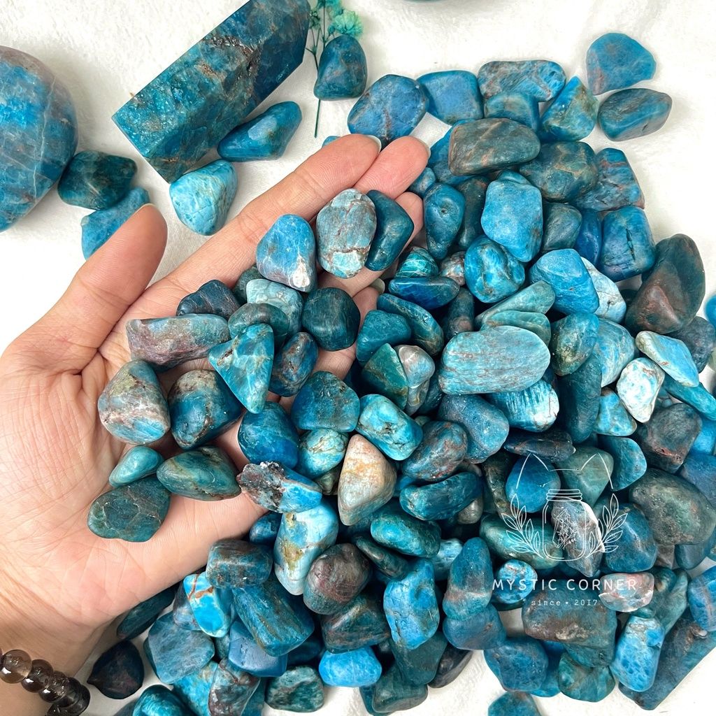  Tumbled Blue Apatite tự nhiên, đá thanh tẩy dùng trong Tarot, thiền định, Reiki, Phong thủy 