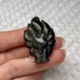  Mặt dây chuyền Hồ Ly 9 đuôi đá Obsidian Gold Sheen tự nhiên 