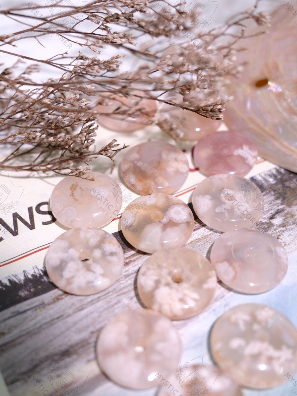  [CHẤT ĐẸP] Đồng điếu Mã Não Hoa Anh Đào (Blossom Agate) 10li 